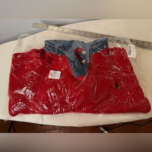 NWT Red and Denim Polo Sweater XL